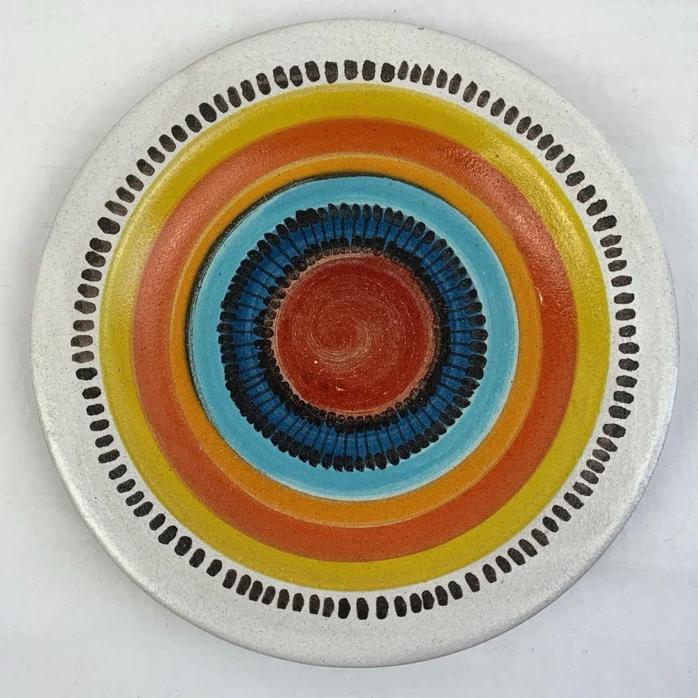 Vtg DeSimone Ceramic Pottery Plates Hand Painted Signed Italy De Simone MCM 60s
